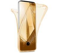 moex Funda Doble Compatible con Samsung Galaxy S10 Plus Funda de Silicona Transparente con protección Completa de 360 Grados, Funda Protectora Delantera y Trasera, Oro