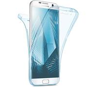 moex Funda Doble Compatible con Samsung Galaxy S6 Edge Funda de Silicona Transparente con protección Completa de 360 Grados, Funda Protectora Delantera y Trasera, Aqua