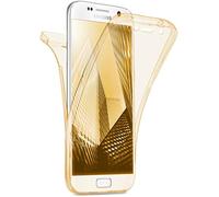 moex Funda Doble Compatible con Samsung Galaxy S7 Funda de Silicona Transparente con protección Completa de 360 Grados, Funda Protectora Delantera y Trasera, Oro