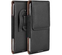 moex Funda para Crosscall Core-S5 con clip para cinturón, funda de piel sintética, funda para teléfono móvil, funda de piel sintética, funda protectora para cinturón, color negro