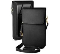 moex Funda para Umidigi G9C / G9T pequeño bolso con bolsillo para teléfono móvil y ventana, 2 compartimentos extra, mini piel sintética, bolso bandolera para mujer, color negro