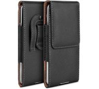 moex Funda Plug Case compatible con Apple iPhone 15 Plus funda con clip para cinturón, funda para teléfono móvil de piel vegana, funda para teléfono móvil para insertar, funda plegable - Negro