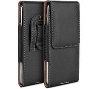 moex Funda Plug Case compatible con Nubia RedMagic 10 Pro/10 Pro+ funda con clip para cinturón, funda para teléfono móvil de piel vegana, funda plegable - Negro