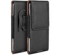 moex Funda Plug Case compatible con Xiaomi Mi Mix 2S funda con clip para el cinturón, funda de piel vegana, funda para teléfono móvil, funda con tapa plegable, color negro