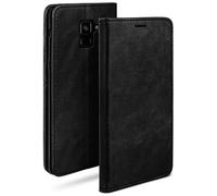 moex Funda Tipo Cartera de Piel sintética con Atril - Compatible con Samsung Galaxy A8 (2018) | Noir
