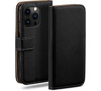 moex Funda tipo libro para Apple iPhone 16 Pro con compartimento para tarjetas, funda plegable de 360 grados, funda con tapa, funda de piel sintética, color negro