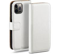 moex Funda tipo libro para iPhone 12 Pro Max con compartimento para tarjetas, funda plegable de 360 grados, funda con tapa, funda de piel sintética, color blanco
