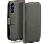 moex Funda tipo libro para Samsung Galaxy A16 (4G/5G) con tarjetero, funda plegable 360 grados, funda con tapa, funda de piel sintética, color gris