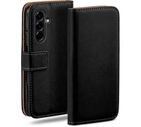moex Funda tipo libro para Samsung Galaxy A56 5G con compartimento para tarjetas, funda plegable 360 grados, funda con tapa, funda de piel sintética, color negro
