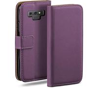 moex Funda tipo libro para Samsung Galaxy Note 9 con tarjetero, funda plegable 360 grados, funda con tapa, funda de piel sintética, color lila