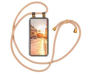 moex Handykette für Samsung Galaxy S25 Ultra Hülle mit Band abnehmbaren Handyhülle mit Kette zum Umhängen, Handyband Kordel Umhängehülle, Necklace Handy Umhängeband, Gold