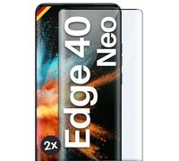 moex Protector de pantalla completa compatible con Motorola Edge 40 Neo, sin bordes, pantalla completa, protector de pantalla curvado 3D, transparente, 2 unidades, color negro