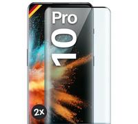 moex Protector de pantalla completa compatible con OnePlus 10 Pro - Protector de pantalla sin bordes, pantalla completa, lámina de cristal protector curvada 3D, transparente, 2 x negro