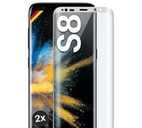 moex Protector de pantalla completa compatible con Samsung Galaxy S8 - Protector de pantalla sin bordes, pantalla completa, cristal protector curvado 3D, transparente 2 x plata