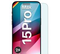 moex Protector de pantalla de cristal para Apple iPhone 15 Pro Max, resistente y resistente a los arañazos, irrompible, 2 unidades