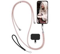 moex Unleash - Correa para Motorola Edge 60 sin funda, cadena para teléfono móvil con mosquetón, correa extraíble para el cuello con almohadilla para móvil, color rosa y plateado