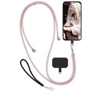 moex Unleash para Poco F7 Pro - Correa para teléfono móvil sin funda, cadena para teléfono móvil con mosquetón, correa extraíble para el cuello con almohadilla para móvil, color rosa y plateado