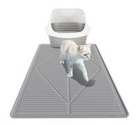 Mofason Tapete XXL para arena para gatos, impermeable, para el suelo, extra grande, suministros y accesorios de silicona para gatos de interior (38 x 25 pulgadas), color gris