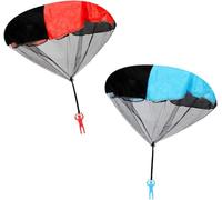 mofenmian Paquete de 2 soldados de juguete de paracaídas - Hombres del ejército lanzando a mano para diversión al aire libre - Juguetes voladores paracaidistas para niños - Azul y rojo - Ideal para