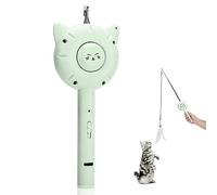 Mofesun Cepillo para gatos de interior 3 en 1, cepillo para gatos con botón de liberación, varita de juguete para gatos de plumas, abrazo y maullido