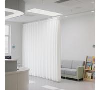 MOFGOE Cortina Opaca Extra Ancha de 5 x 2,7 m, ignífuga, para separación de ambientes médicos, con rieles para Techo, Ideal para Salones de Belleza y dormitorios,Blanca