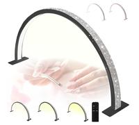 MOFGOE Lámpara de uñas LED de Media Luna, Anillo de luz para esteticistas, lámparas Arch Nail Tech con Control Remoto, Regulable, 3 Modos de luz, para Accesorios de Herramientas,Negro,29.5in