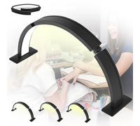 MOFGOE Lámpara LED de Arco Plegable para tecnología de uñas de 29,5 Pulgadas, luz de Media Luna para Escritorio de uñas, luz Grande de pestañas de 48 W, lámpara de Escritorio,Negro