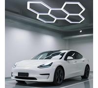 Mofgoe Luces LED hexagonales para garajes, Tiendas, sótanos y decoración de talleres de Coches. Sistema de Luces LED hexagonales con 5 Paneles de Panal, Luces de Garaje,Azul