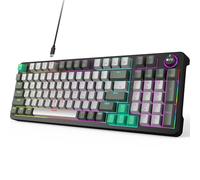 MOFII AK96 - Teclado mecánico para juegos, teclas completas retroiluminado LED, programable, Plug and Play, USB A/C, con cable, teclado personalizado con perilla de control de sonido/luz para Win/Mac