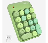 MOFII Almohadillas numéricas inalámbricas, teclado numérico verde, 18 teclas, USB 2.4G, teclas redondas, extensiones coloridas, contabilidad financiera, teclado numérico portátil, 10 teclas para