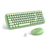 MOFII Combinación de teclado y mouse inalámbricos, teclado retro de máquina de escribir de 2.4 GHz y bonito mouse para computadora, PC, computadoras de escritorio, computadoras portátiles, ventanas