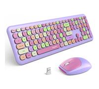 MOFii Combo de teclado y mouse inalámbricos, 2.4G delgado de tamaño completo colorido teclado mouse para PC, computadora de escritorio, portátiles, Windows (morado colorido)