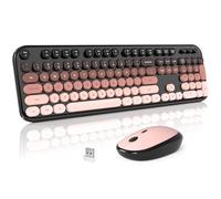 MOFII Combo de teclado y mouse inalámbricos, bonito teclado de tamaño completo y mouse inalámbrico, juego de teclado retro de máquina de escribir de 2.4 GHz para PC/escritorio/portátil/ventanas (baya