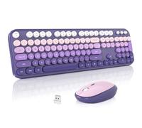 MOFII Combo de teclado y mouse inalámbricos, bonito teclado de tamaño completo y mouse inalámbrico, juego de teclado retro de máquina de escribir de 2.4 GHz para PC/escritorio/portátil/Windows