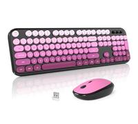 MOFII Combo de teclado y mouse inalámbricos, bonito teclado de tamaño completo y mouse inalámbrico, juego de teclado retro de máquina de escribir de 2.4 GHz para PC/escritorio/portátil/ventanas (negro