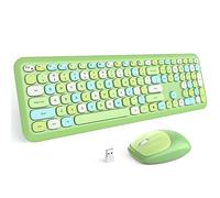 MOFII Combo de teclado y mouse inalámbricos, teclado colorido de tamaño completo con almohadilla numérica, mouse inalámbrico silencioso y lindo, conexión sin caídas de 2.4 GHz, para computadora