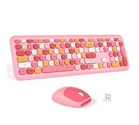 MOFII - Combo de teclado y mouse inalámbricos, teclado colorido Plug and Play de tamaño completo, teclado silencioso con receptor USB-A 2.4G, para laptop, Windows, PC, escritorio