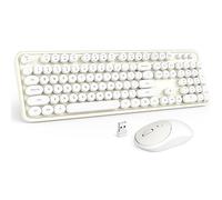 MOFII Combo de teclado y mouse inalámbricos, teclado de tamaño completo de 2.4 G, teclado de máquina de escribir de llave redonda y ratones lindos con dongle USB 2 en 1, para PC, portátil, Chromebook