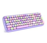 MOFII Combo de teclado y mouse inalámbricos, teclado inalámbrico estilo máquina de escribir retro de tamaño completo con mouse óptico para computadora/portátil/Windows/Mac (morado)
