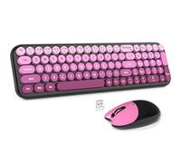 MOFII Combo de teclado y mouse inalámbricos, teclado pequeño compacto con impresión grande, teclado retro de máquina de escribir de 2.4 GHz, mouse de clic silencioso para PC, laptop, escritorio