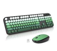 MOFII Combo de teclado y mouse inalámbricos, teclado retro de máquina de escribir de 2.4 GHz, mouse de clic silencioso, receptor USB Plug and Play, para PC, portátil, escritorio, ventanas (degradado
