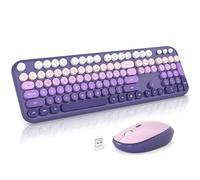 MOFII Combo de teclado y mouse inalámbricos, teclado retro de máquina de escribir de 2.4 GHz, mouse de clic silencioso, receptor USB Plug and Play, para PC, portátil, escritorio, ventanas (degradado