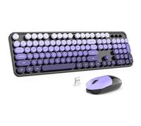 MOFII Combo de teclado y mouse inalámbricos, teclado retro de máquina de escribir de 2.4 GHz, ratones inalámbricos lindos, USB Dongle Plug and Play, para laptop, PC, escritorio, ventanas (color negro