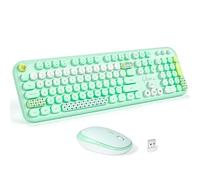 MOFII Combo de Teclado y Mouse Inalmbricos, Verde Plido, Tamao Completo, 104 Teclas Redondas, USB 2.4G, Lindo Teclado para PC, Laptop, Escritorio, Chrome-Book, Mac, Smart TV