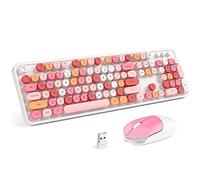 MOFII - Juego de teclado y ratón inalámbrico retro con teclado numérico y ratón inalámbrico de 2,4 GHz para ordenador, ordenador de sobremesa, portátil, WindowsXP/7/8/10 (blanco lechoso