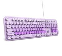 MOFII Teclado con cable para Windows, estilo máquina de escribir de tamaño completo, bonito teclado de computadora retro, USB Plug and Play, patas inclinables ajustables fuertes, compatible con PC,