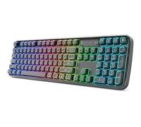 MOFII Teclado ergonómico inalámbrico mejorado, BT/2.4 GHz trimodo con curva natural, retroiluminación RGB, batería recargable, tamaño completo para computadora/portátil/Mac/MacBook, negro perla