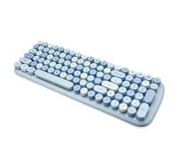 MOFII Teclado inalámbrico Bluetooth para iPad, portátil, PC, Mac, smartphone, conecta 3 dispositivos Bluetooth, lindas teclas redondas coloridas retro estéticas, color azul