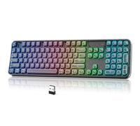 MOFII Teclado inalámbrico trimodo, transparente, tamaño completo con retroiluminación RGB, Bluetooth 5.0/2.4G, USB, teclado para juegos con cable para Windows, Mac, PC, portátil, negro, oficina y