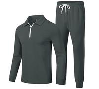 MoFiz Chándal Hombre Conjunto Deportivo Casual Manga Larga Conjunto de chándal Jogging 2 Piezas Sudadera con cremallera 1/4 y Pantalón con Bolsillos Gris Talla EU L